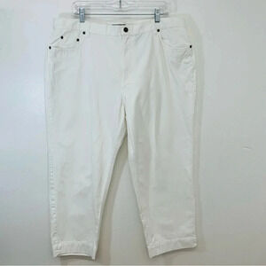 Eddie Bauer White Pants Woman Size 20  Front Zip Pockets  Cotton Lightweight